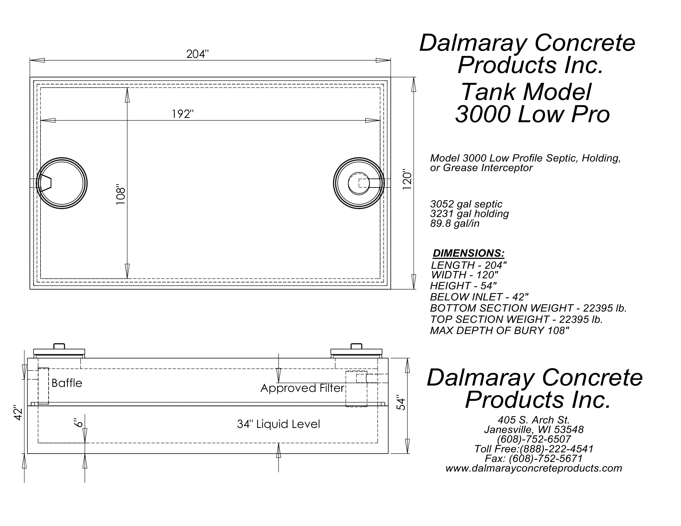 Tank Model 3000 Low Pro Diagram